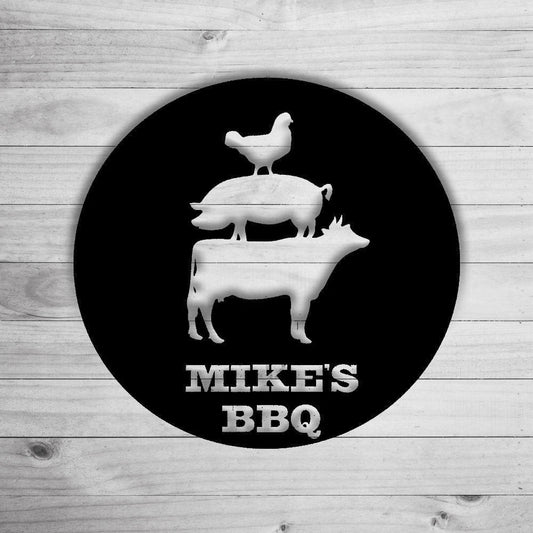 Personalized Backyard Bbq Metal Sign, Outdoor Wall Decor, Metal Wall Decor, Bbq Decor, Personalized Home - metal sign