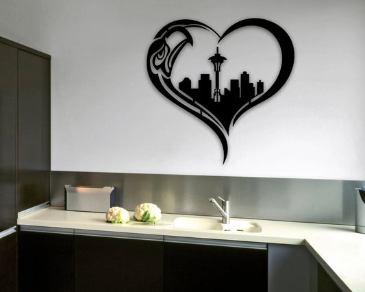 Metal Seattle Custom We Love Seattle Decor For House Metal Seattle Heart Sign Custom Metal Seattle Wall Hanger Seattle Gift - 8 inches - metal sign