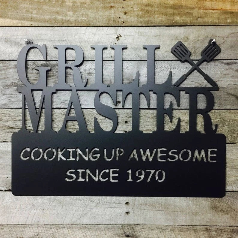 Personalized Grill Master Sign Custom Sign Wall Decor Outdoor Gift For Him Grilling Sign