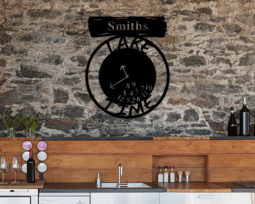 Metal Lake Time Sign Custom Weekend Custom Metal Art Custom Metal Clock Housewarming Gift Ideas Funny Metal Art
