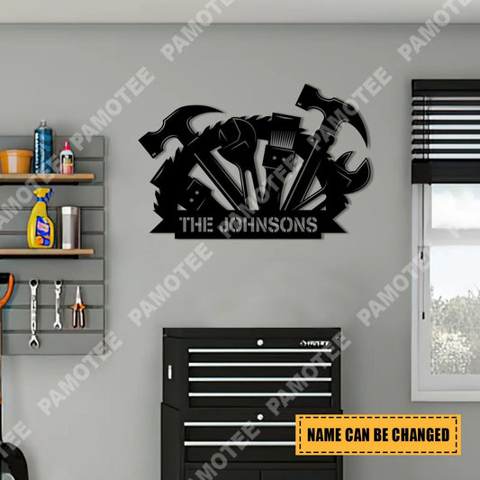 Custom Name Mechanic Garage Metal Wall Decor, Housewarming Plaque, Metal Laser Cut Metal Signs Custom Gift Ideas - 8 inches - metal sign