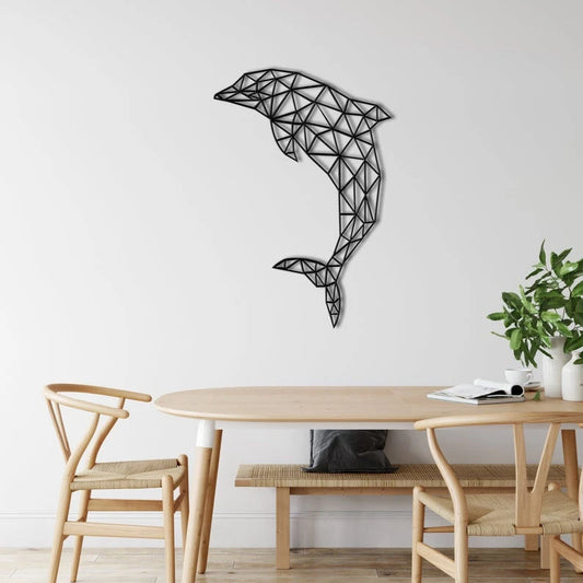 Geometric Dolphin Sea Life Ocean Wall Art Decor Cut Metal Sign Laser Cut Metal Signs Custom Gift Ideas - 8 inches - metal sign