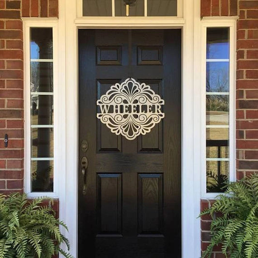 Elegant Family Name Seashell Sign Cut Metal Sign Metal House Sign - 8 inches - metal sign