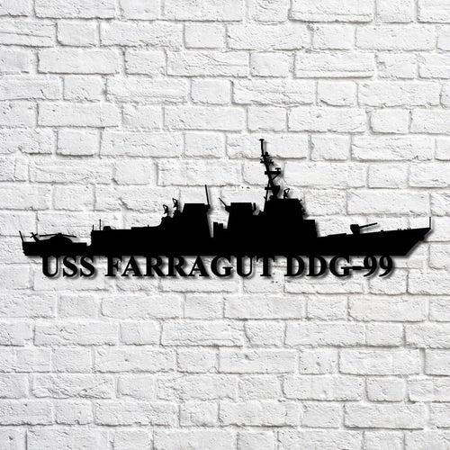 Uss Farragut Ddg99 Navy Ship Metal Art, Custom Us Navy Ship Cut Metal Sign, Gift For Navy Veteran, Navy Ships Silhouette Metal Art, Navy Home Decor Laser Cut Metal Signs Custom Gift Ideas