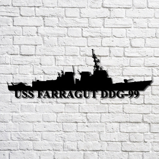 Uss Farragut Ddg99 Navy Ship Metal Art, Custom Us Navy Ship Cut Metal Sign, Gift For Navy Veteran, Navy - metal sign