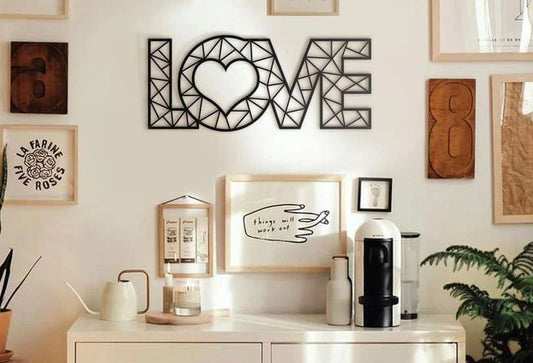 Geometric Love Decor Wall Art Cut Metal Sign Laser Cut Metal Signs Custom Gift Ideas - 8 inches - metal sign