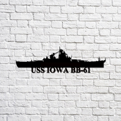 USS Iowa BB61 battleship Navy Ship Metal Sign, Memory Wall Metal Sign Gift for Navy Veteran Laser Cut Metal Signs Custom Gift Ideas