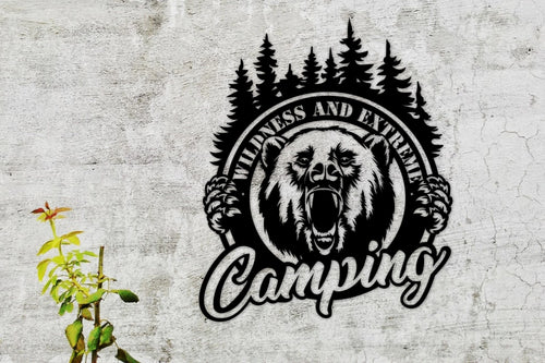 Camping Metal Sign Metal Bear Sign Bear Cabin Sign Camping Lovers Sign Camper Gift Metal Wall Decor Wall Hangings Housewarming Gifts