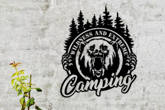 Camping Metal Sign Metal Bear Sign Bear Cabin Sign Camping Lovers Sign Camper Gift Metal Wall Decor Wall Hangings Housewarming Gifts