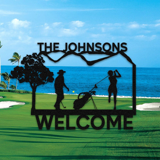 Custom Husband And Wife Golf Metal Sign, Gift For Golf Lovers Laser Cut Metal Signs Custom Gift Ideas - 8 inches - metal sign