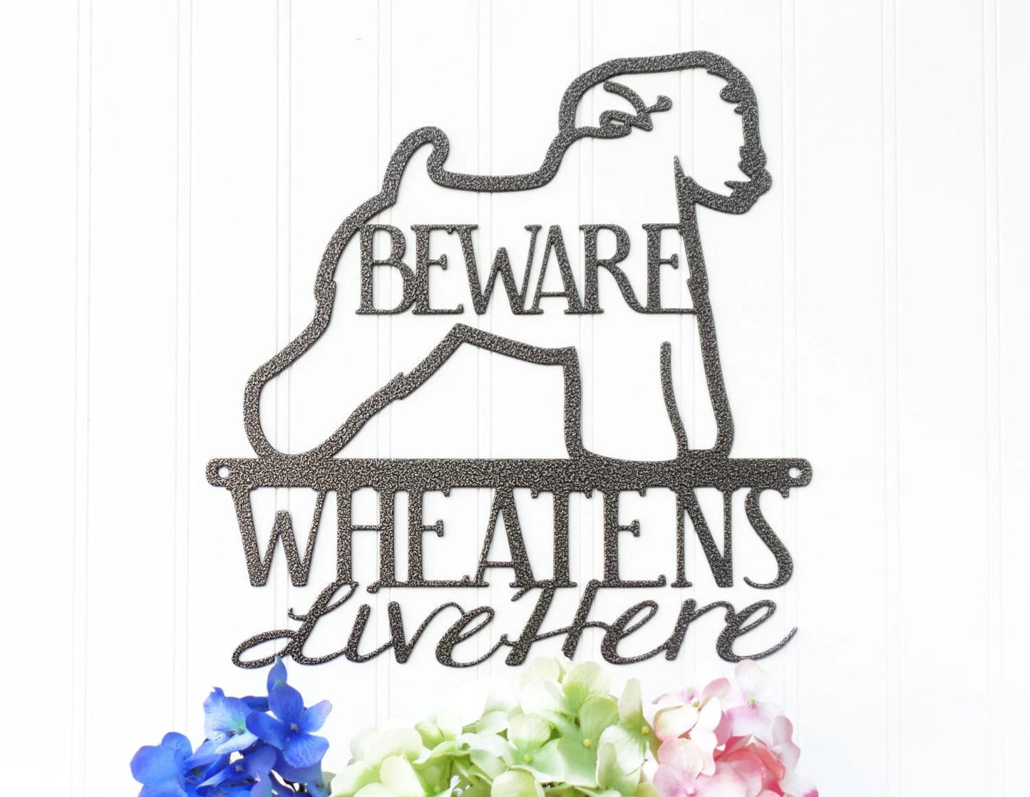 Wheatens Live Here Metal Sign Silver Wheaten Terrier Wheaten Dog Sign Outdoor Sign