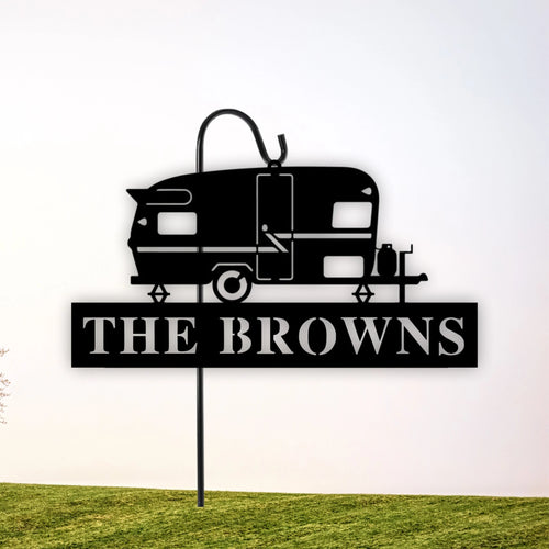 Personalized Camper Name Metal Sign, Campsite Flag, Happy Camper Sign Metal Camper Sign Camper Decor, Rv Decor, Campsite Sign, Camping Decor Laser Cut Metal Signs Custom Gift Ideas
