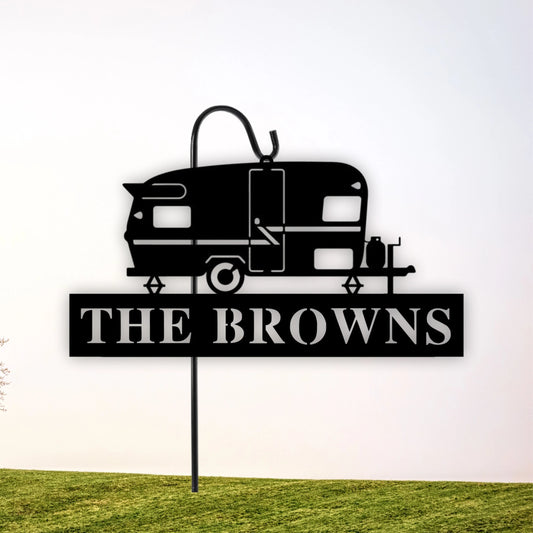 Personalized Camper Name Metal Sign, Campsite Flag, Happy Camper Sign Metal Camper Sign Camper Decor, Rv - metal sign
