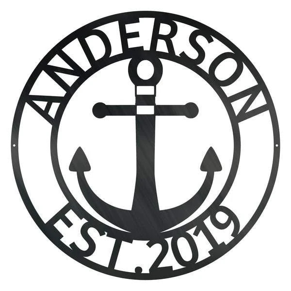 Anchor Est Monogram Customized Metal Signs, Custom Metal Sign, Custom Signs, Metal Sign, Metal Laser Cut Metal Signs Custom Gift Ideas