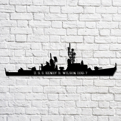 Uss Henry B. Wilson Ddg7 Navy Ship Metal Art, Custom Us Navy Ship Cut Metal Sign, Gift For Navy Veteran, Navy Ships Silhouette Metal Art, Navy Home Decor Laser Cut Metal Signs Custom Gift Ideas