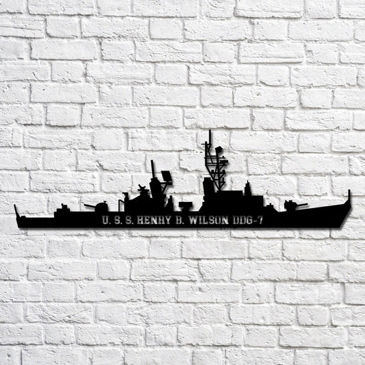 Uss Henry B. Wilson Ddg7 Navy Ship Metal Art, Custom Us Navy Ship Cut Metal Sign, Gift For Navy Veteran - metal sign