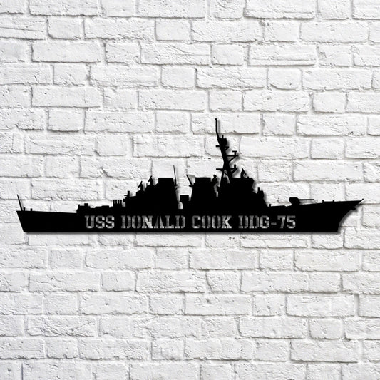 Uss Donald Cook Ddg75 Navy Ship Metal Art, Custom Us Navy Ship Cut Metal Sign, Gift For Navy Veteran - metal sign