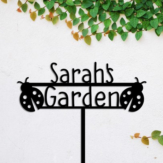 Ladybug Metal Garden Sign, Custom Garden Stake, Home Decor, Wedding Art Gift For Her, Gardening Lovers - wedding detail
