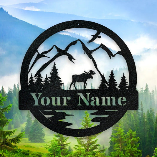 Moose Metal Sign New, Personalize Moose Metal Sign, Last Name Moose Sign, Outdoor, Indoor, Personalized - metal sign