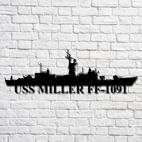 Uss Miller Ff1091 Navy Ship Metal Art, Gift For Navy Veteran, Navy Ships Silhouette Metal Art, Navy Home Decor Laser Cut Metal Signs Custom Gift Ideas