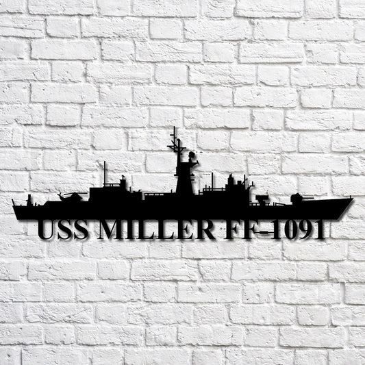 Uss Miller Ff1091 Navy Ship Metal Art, Gift For Navy Veteran, Navy Ships Silhouette Metal Art, Navy Home Decor Laser Cut Metal Signs Custom Gift Ideas