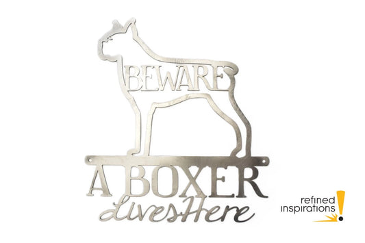 Boxer Lives Here Uncoated Bare Metal 10.laser Cut Steel Boxer Dog Boxers Metal Sign