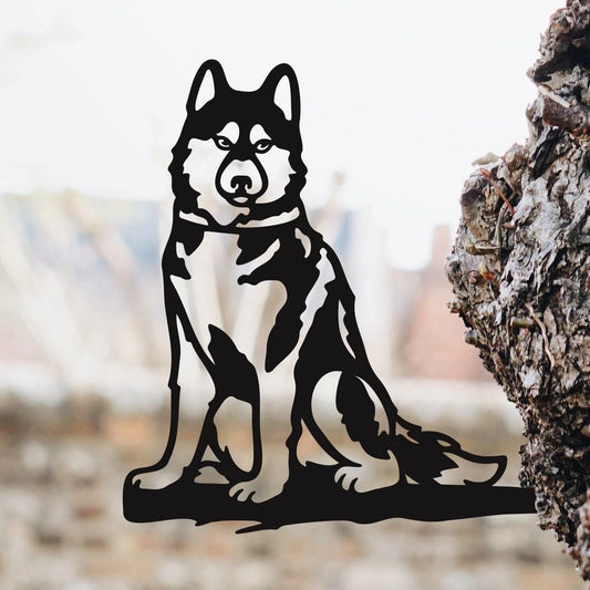 Husky Puppy Love Metal Art Garden Signs Cut Metal Sign Metal House Sign - 8 inches - metal sign