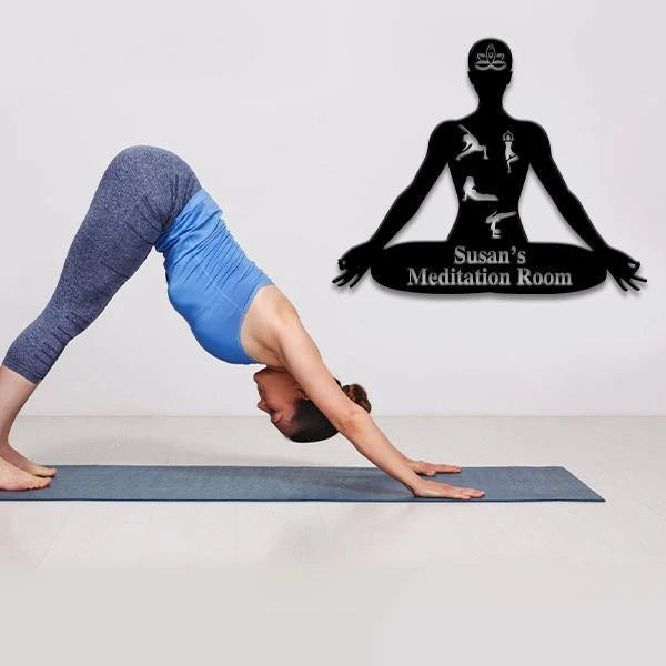 Yoga Lovers Meditation Room Cut Metal Sign