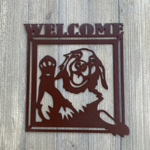 Golden Retriever Welcome Metal Sign Cutout Cut Metal Sign Wall Metal Art