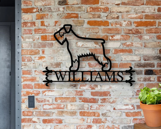Personalized Metal Family Dog Sign, Metal House Number Dog Sign, Front Porch Sign, Address Sign, Metal - metal sign