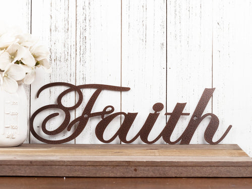 Faith Metal Sign Religious Decor Spritual Decor Religious Word Art Sign Metal Wall Decor