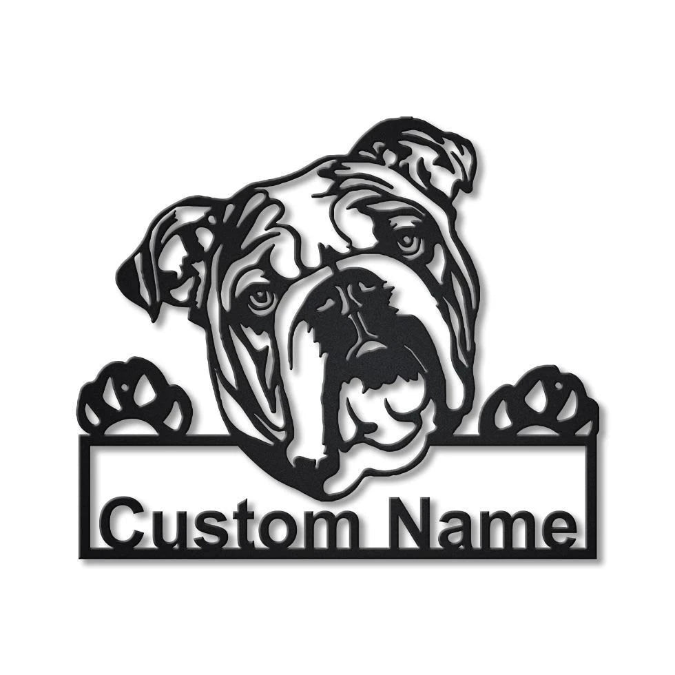 Personalized English Bulldog Metal Sign Art, Custom English Bulldog Metal Sign, Father's Day Gift, Pets Gift, Birthday Gift Laser Cut Metal Signs Custom Gift Ideas