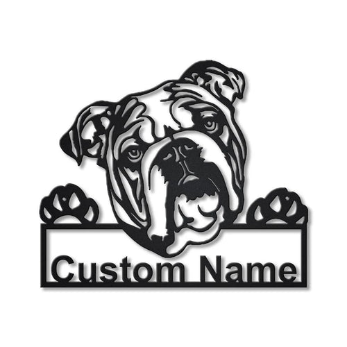 Personalized English Bulldog Metal Sign Art, Custom English Bulldog Metal Sign, Father's Day Gift, Pets Gift, Birthday Gift Laser Cut Metal Signs Custom Gift Ideas