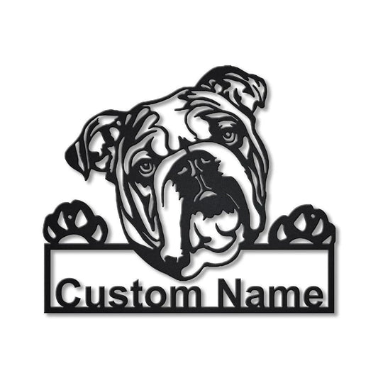 Personalized English Bulldog Metal Sign Art, Custom English Bulldog Metal Sign, Father's Day Gift, Pets Gift, Birthday Gift Laser Cut Metal Signs Custom Gift Ideas