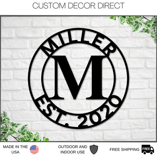 Metal Monogram Sign Wall Decor Home Kitchen Art Patio Farmhouse Outdoor Porch Rustic Living Room - wedding detail