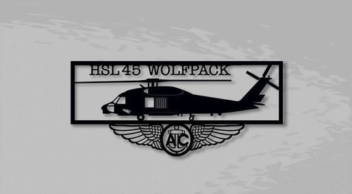 Sh60b Hsl45 Wolfpack With Aircrew Wings Multimission Utility Maritime Helicopter Metal Sign Cut Metal Sign Wall Decor