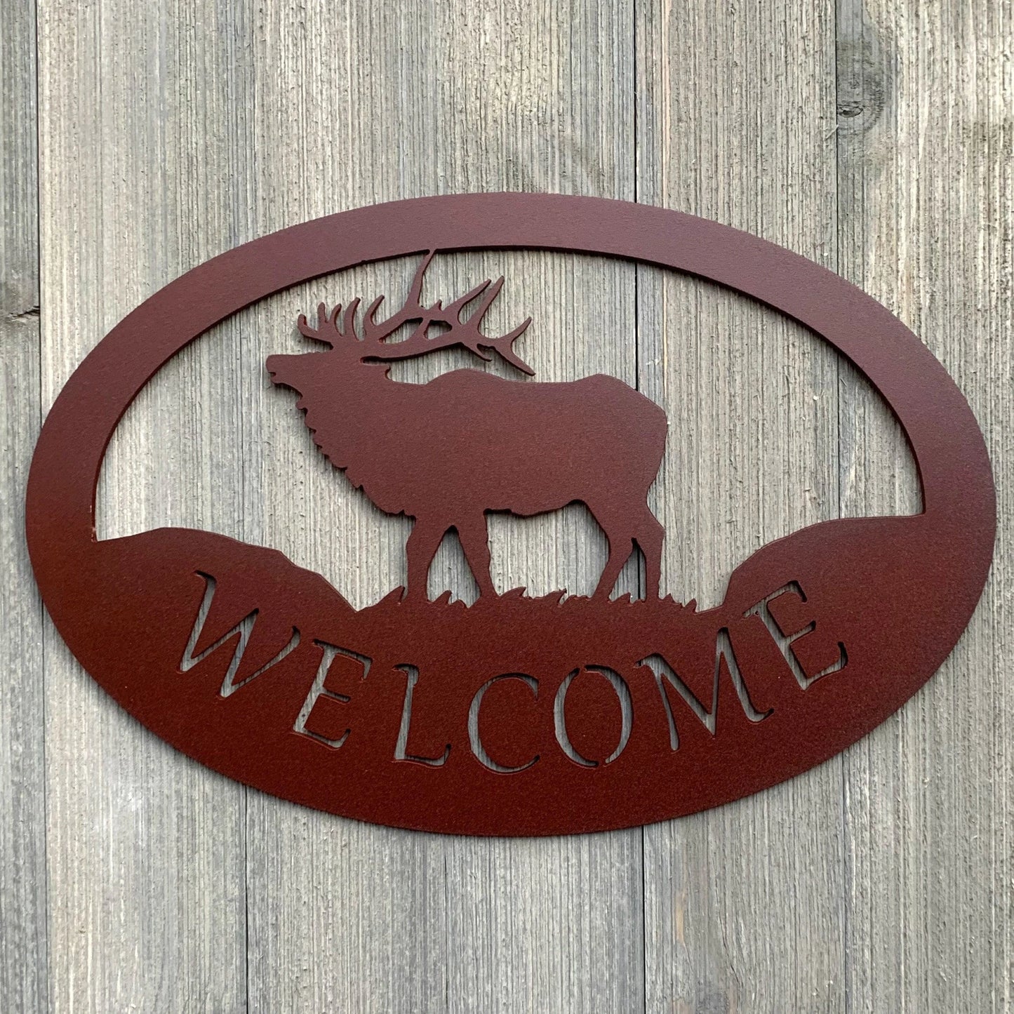 Elk Welcome Metal Sign Cutout Cut Metal Sign Wall Metal Art