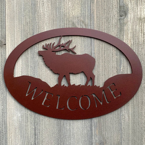 Elk Welcome Metal Sign Cutout Cut Metal Sign Wall Metal Art