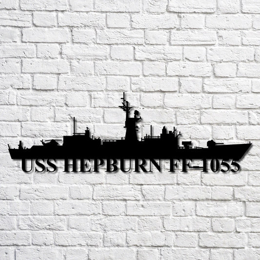 Uss Hepburn Ff1055 Navy Ship Metal Art, Custom Us Navy Ship Cut Metal Sign, Gift For Navy Veteran, Navy - metal sign