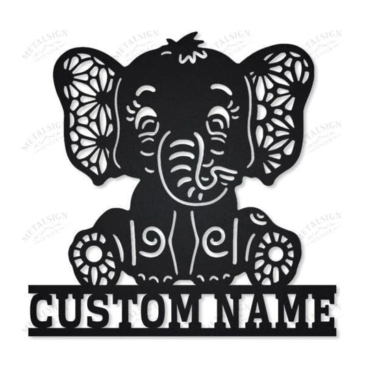 Elephant Personalized Metal Wall Decor, Cut Metal Sign, Metal Wall Art, Metal House Sign, Metal Laser Cut Metal Signs Custom Gift Ideas - 8 inches - metal sign