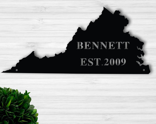 Personalized Virginia State Sign Custom Metal Virginia State Sign Virginia Sign Commonwealth State - 8 inches - metal sign
