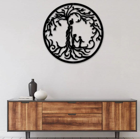 Mother And Children Metal Wall, Tree Of Life Metal Wall, Personalized Gift For Mom, Mother's Day Gift - metal sign
