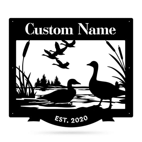 Duck Pond Monogram, Cut Metal Sign, Metal Wall Art, Metal House Sign Laser Cut Metal Signs Custom Gift Ideas