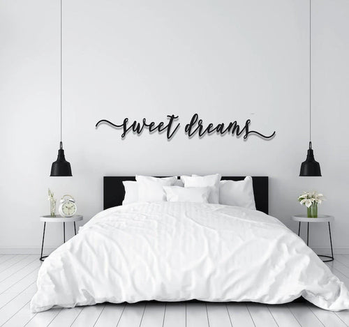Sweet Dreams Metal Sign Large Bedroom Wall Decor over the Bed Swedish Farmhouse Decor
