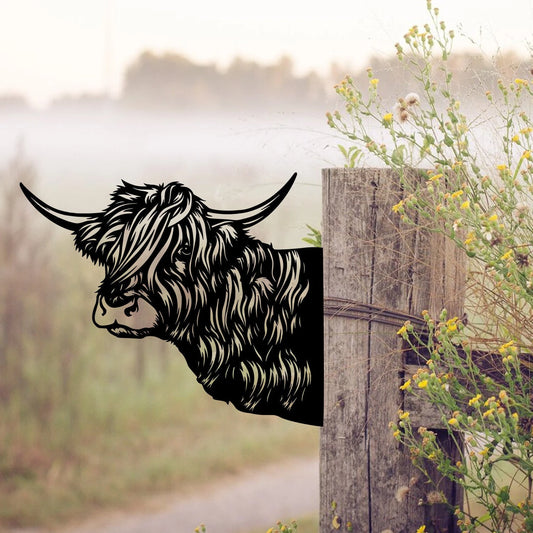 Funny Highland Cattle Metal Art, Farm Decoration, Metal Laser Cut Metal Signs Custom Gift Ideas - 8 inches - metal sign
