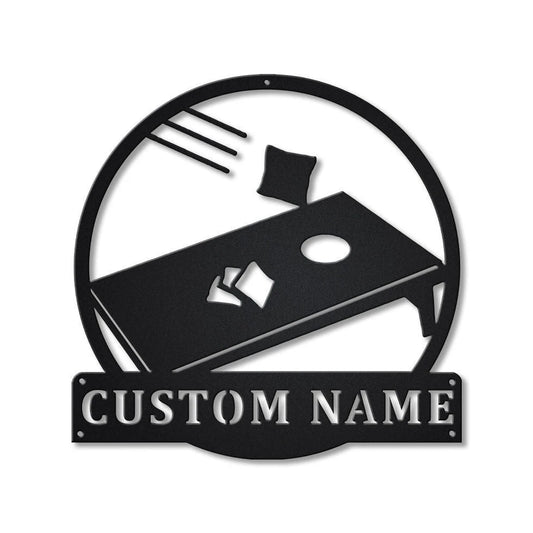 Personalized Cornhole Monogram Metal Sign Art , Custom Cornhole Metal Sign, Cornhole Lover Sign - metal sign