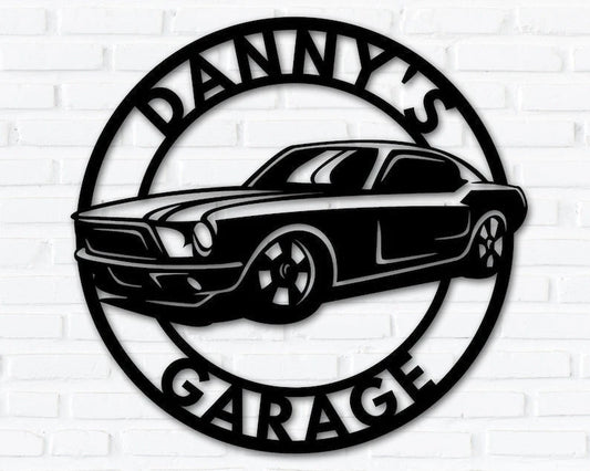 Personalized Metal Car Sign Car Signs for Garage Car Name Sign Muscle Car Garage Metal Sign Man Cave Sign Mechanic Gifts Work Shop - 8 inches - metal sign