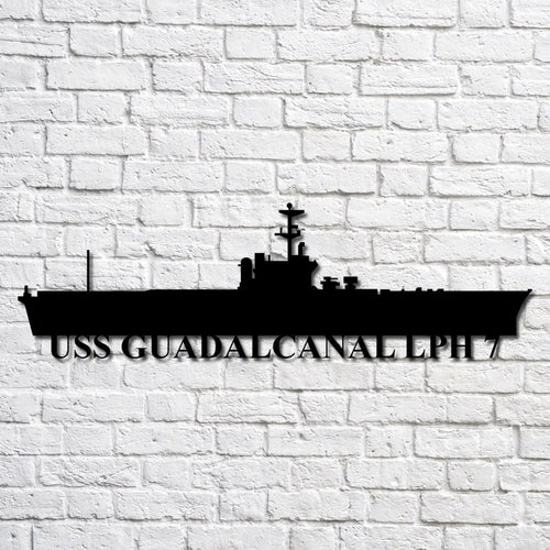 Uss Guadalcanal Lph 7 Navy Ship Metal Art, Custom Us Navy Ship Cut Metal Sign, Gift For Navy Veteran, Navy Ships Silhouette Metal Art, Navy Home Decor Laser Cut Metal Signs Custom Gift Ideas