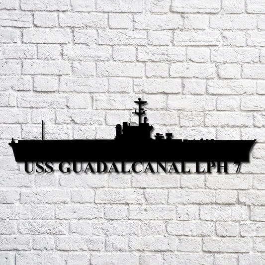 Uss Guadalcanal Lph 7 Navy Ship Metal Art, Custom Us Navy Ship Cut Metal Sign, Gift For Navy Veteran - metal sign