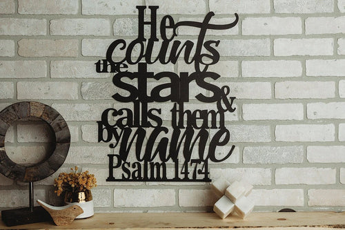 He Counts The Stars Metal Art Verse Wall Decor Cut Metal Sign Wall Metal Art